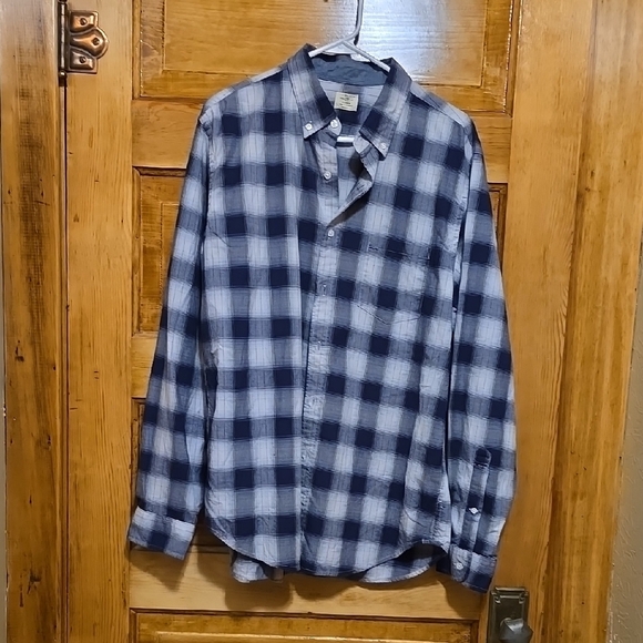 J. Crew Blue & White Casua Long Sleeve Button Down Shirt L - Picture 1 of 3